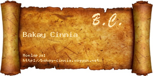 Bakay Cinnia névjegykártya